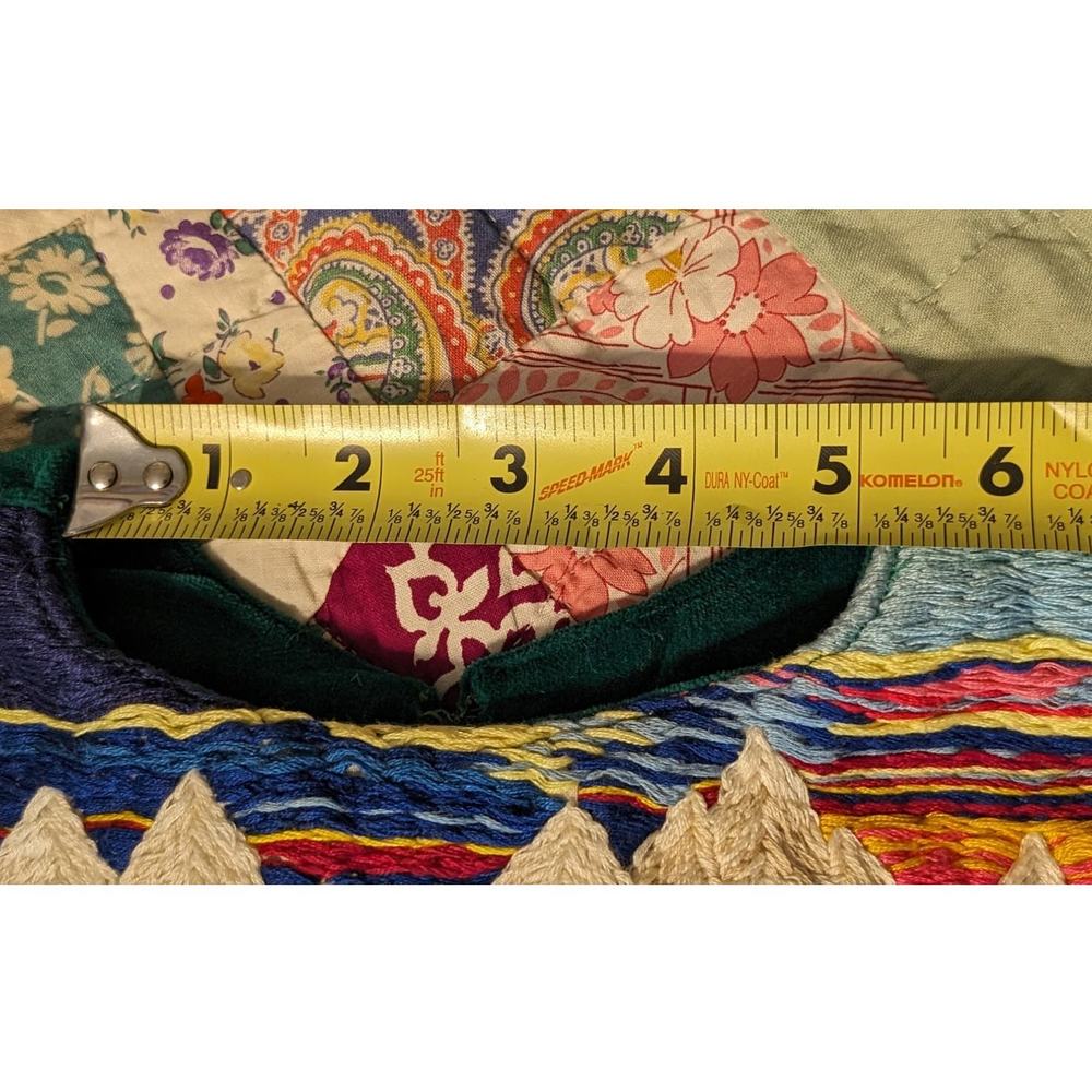 Vintage Homemade Green Velvet Embroidered Mtn. Scene Topper Juniors XS - Picture 16 of 16